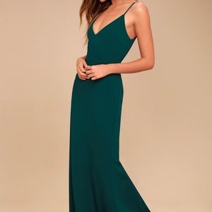 Lulu’s Infinite Glory Forrest Green Maxi Dress